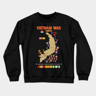 Map - US Military Units in Vietnam Crewneck Sweatshirt